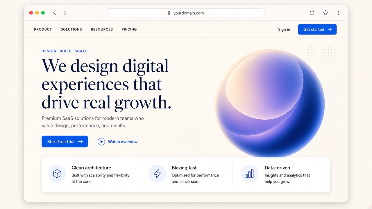 Modern SaaS hero landing page