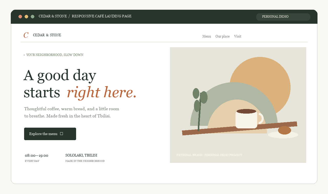 Cedar and Stone small business website demo
